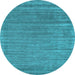 Round Abstract Light Blue Contemporary Rug, con2655lblu