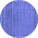 Round Abstract Blue Contemporary Rug, con2655blu