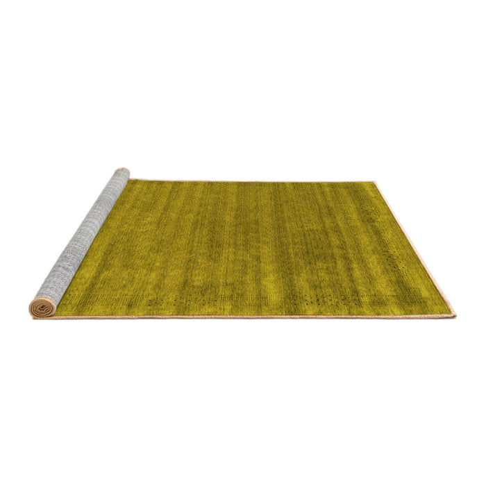 Sideview of Machine Washable Abstract Yellow Contemporary Rug, wshcon2655yw