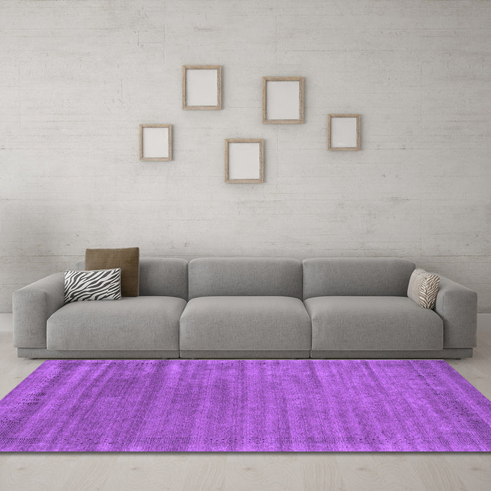 Machine Washable Abstract Purple Contemporary Area Rugs in a Living Room, wshcon2655pur