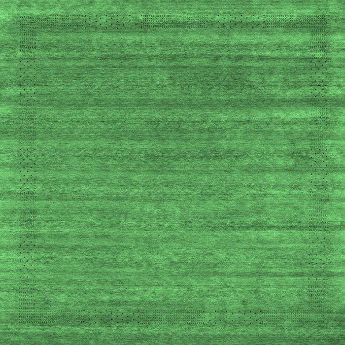 Square Machine Washable Abstract Emerald Green Contemporary Area Rugs, wshcon2655emgrn