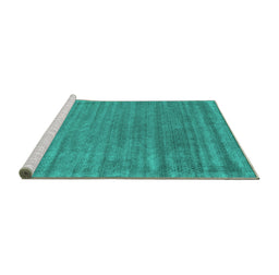 Sideview of Machine Washable Abstract Turquoise Contemporary Area Rugs, wshcon2655turq