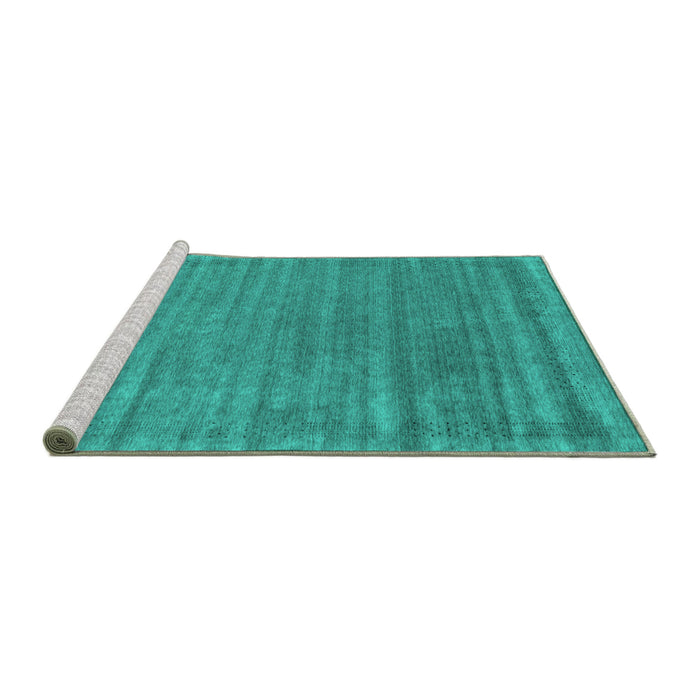 Sideview of Machine Washable Abstract Turquoise Contemporary Area Rugs, wshcon2655turq
