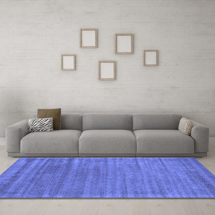Machine Washable Abstract Blue Contemporary Rug in a Living Room, wshcon2655blu