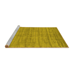 Sideview of Machine Washable Abstract Yellow Contemporary Rug, wshcon2656yw