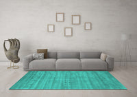 Machine Washable Abstract Turquoise Contemporary Rug, wshcon2656turq