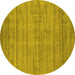 Round Machine Washable Abstract Yellow Contemporary Rug, wshcon2656yw