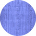 Round Abstract Blue Contemporary Rug, con2656blu