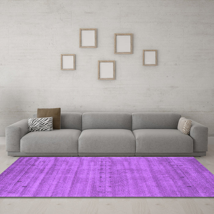 Machine Washable Abstract Purple Contemporary Area Rugs in a Living Room, wshcon2656pur