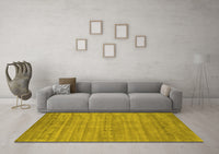 Machine Washable Abstract Yellow Contemporary Rug, wshcon2656yw