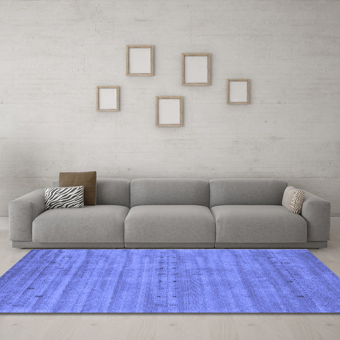 Machine Washable Abstract Blue Contemporary Rug in a Living Room, wshcon2656blu
