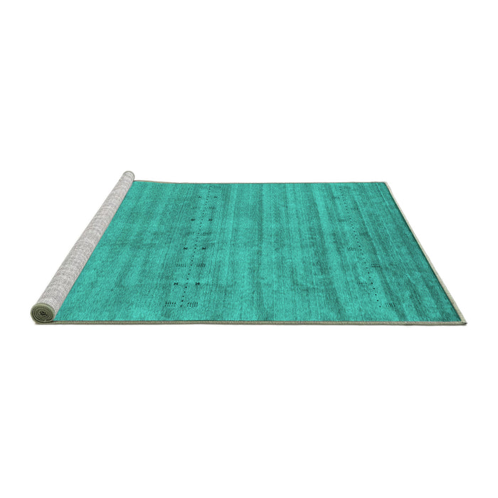 Sideview of Machine Washable Abstract Turquoise Contemporary Area Rugs, wshcon2656turq