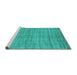 Sideview of Machine Washable Abstract Turquoise Contemporary Area Rugs, wshcon2656turq