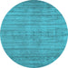 Round Machine Washable Abstract Light Blue Contemporary Rug, wshcon2656lblu