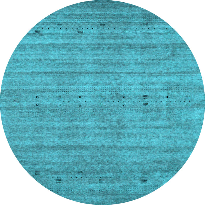 Round Abstract Light Blue Contemporary Rug, con2656lblu