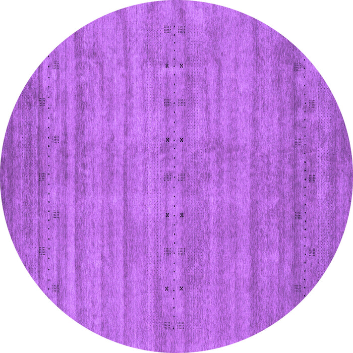 Round Machine Washable Abstract Purple Contemporary Area Rugs, wshcon2656pur