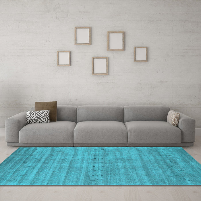 Machine Washable Abstract Light Blue Contemporary Rug in a Living Room, wshcon2656lblu