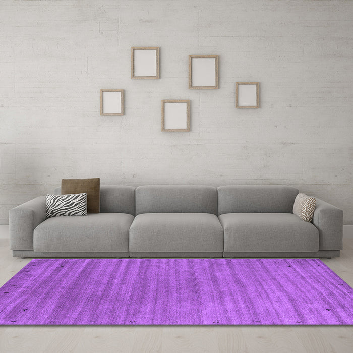 Machine Washable Abstract Purple Contemporary Area Rugs in a Living Room, wshcon2657pur