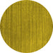 Round Abstract Yellow Contemporary Rug, con2657yw