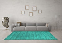 Machine Washable Abstract Turquoise Contemporary Rug, wshcon2657turq