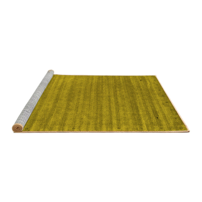 Sideview of Machine Washable Abstract Yellow Contemporary Rug, wshcon2657yw