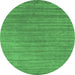 Round Machine Washable Abstract Emerald Green Contemporary Area Rugs, wshcon2657emgrn