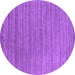 Round Machine Washable Abstract Purple Contemporary Area Rugs, wshcon2657pur