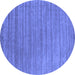 Round Abstract Blue Contemporary Rug, con2657blu