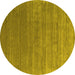 Round Abstract Yellow Contemporary Rug, con2658yw