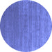 Round Abstract Blue Contemporary Rug, con2658blu