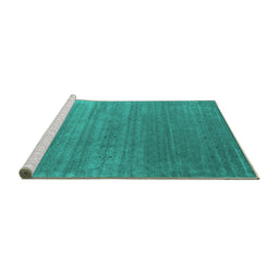 Sideview of Machine Washable Abstract Turquoise Contemporary Area Rugs, wshcon2658turq