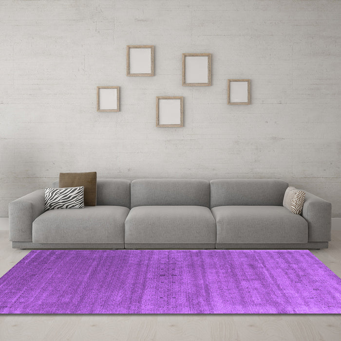 Machine Washable Abstract Purple Contemporary Area Rugs in a Living Room, wshcon2658pur
