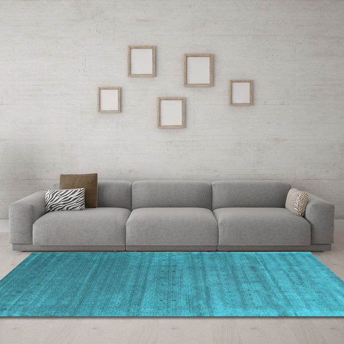 Machine Washable Abstract Light Blue Contemporary Rug in a Living Room, wshcon2658lblu