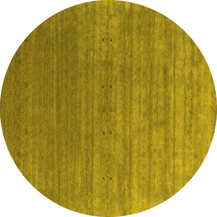 Round Machine Washable Abstract Yellow Contemporary Rug, wshcon2658yw