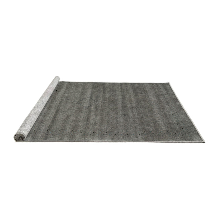 Serging Thickness of Machine Washable Contemporary Carbon Gray Rug, wshcon2659