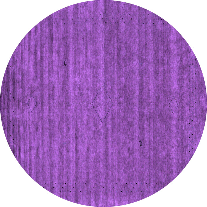 Round Abstract Purple Contemporary Rug, con2659pur