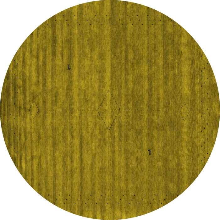 Round Abstract Yellow Contemporary Rug, con2659yw