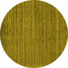 Round Abstract Yellow Contemporary Rug, con2659yw