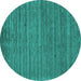 Round Machine Washable Abstract Turquoise Contemporary Area Rugs, wshcon2659turq