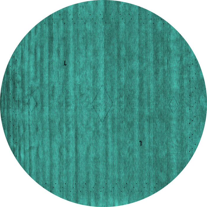 Round Abstract Turquoise Contemporary Rug, con2659turq
