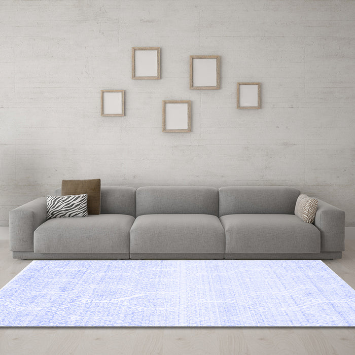 Machine Washable Abstract Blue Contemporary Rug in a Living Room, wshcon265blu