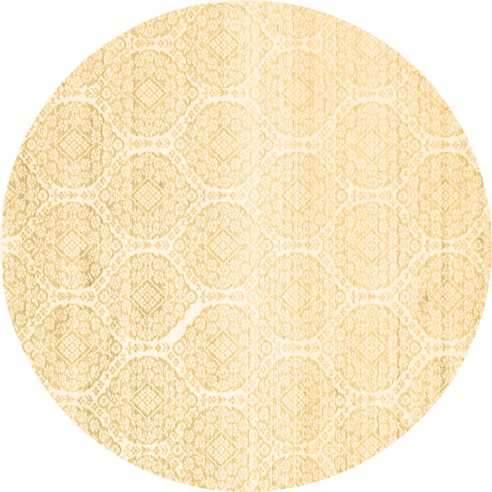 Round Abstract Brown Contemporary Rug, con265brn