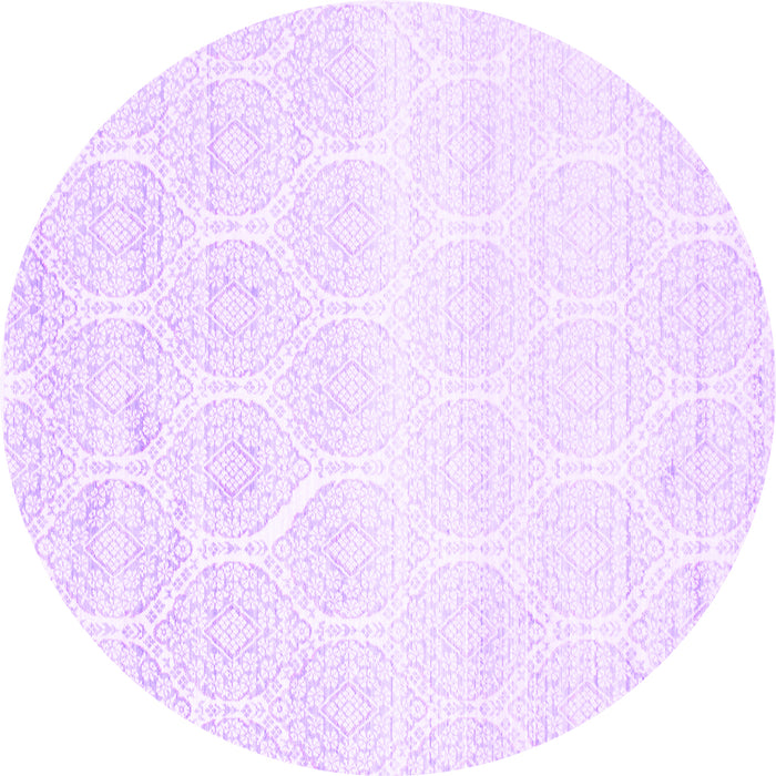 Round Abstract Purple Contemporary Rug, con265pur