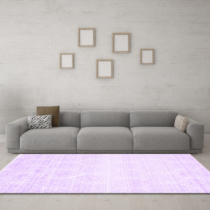 Machine Washable Abstract Purple Contemporary Area Rugs in a Living Room, wshcon265pur