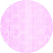 Round Abstract Pink Contemporary Rug, con265pnk