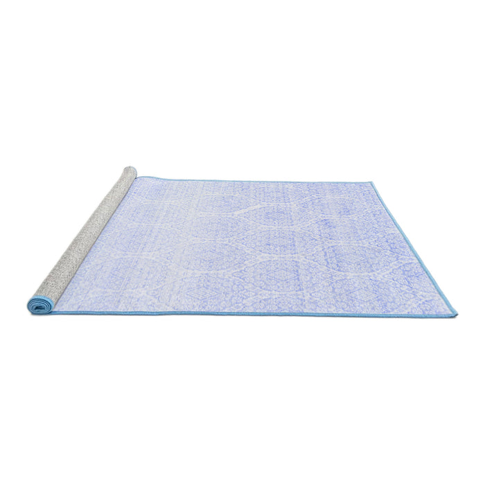 Sideview of Machine Washable Abstract Blue Contemporary Rug, wshcon265blu