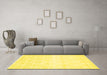 Machine Washable Abstract Yellow Contemporary Rug in a Living Room, wshcon265yw