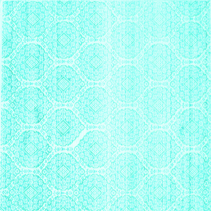 Square Machine Washable Abstract Turquoise Contemporary Area Rugs, wshcon265turq
