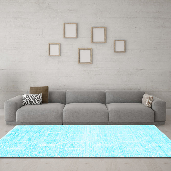 Machine Washable Abstract Light Blue Contemporary Rug in a Living Room, wshcon265lblu