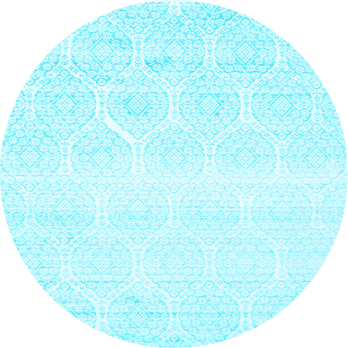 Round Machine Washable Abstract Light Blue Contemporary Rug, wshcon265lblu